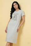 Zivame Turtle Print Knit Cotton Mid Length Nightdress - Ultimate Gray — thumbnail 3